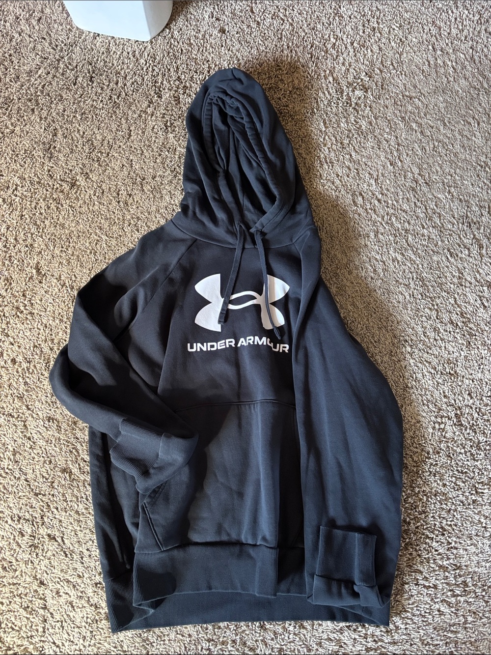 Under Armour Black Pullover Hoodie with White Logo